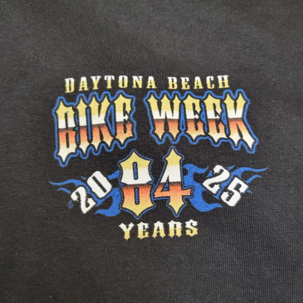 HARLEY DAVIDSON Shirt XL Black Daytona Beach Bike Week 2025 Skull Bones Blue New - Picture 8 of 11
